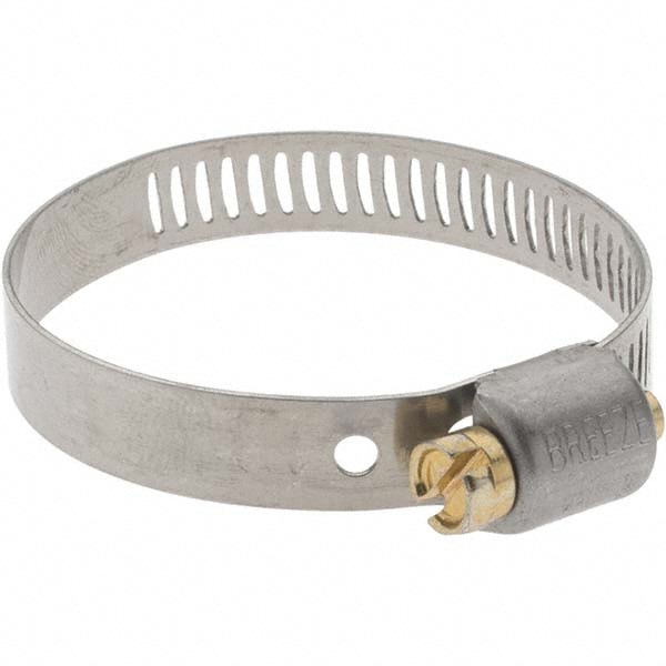 Worm Gear Clamp: SAE 20, 1-3/16 to 1-3/4" Dia, Stainless Steel Band
