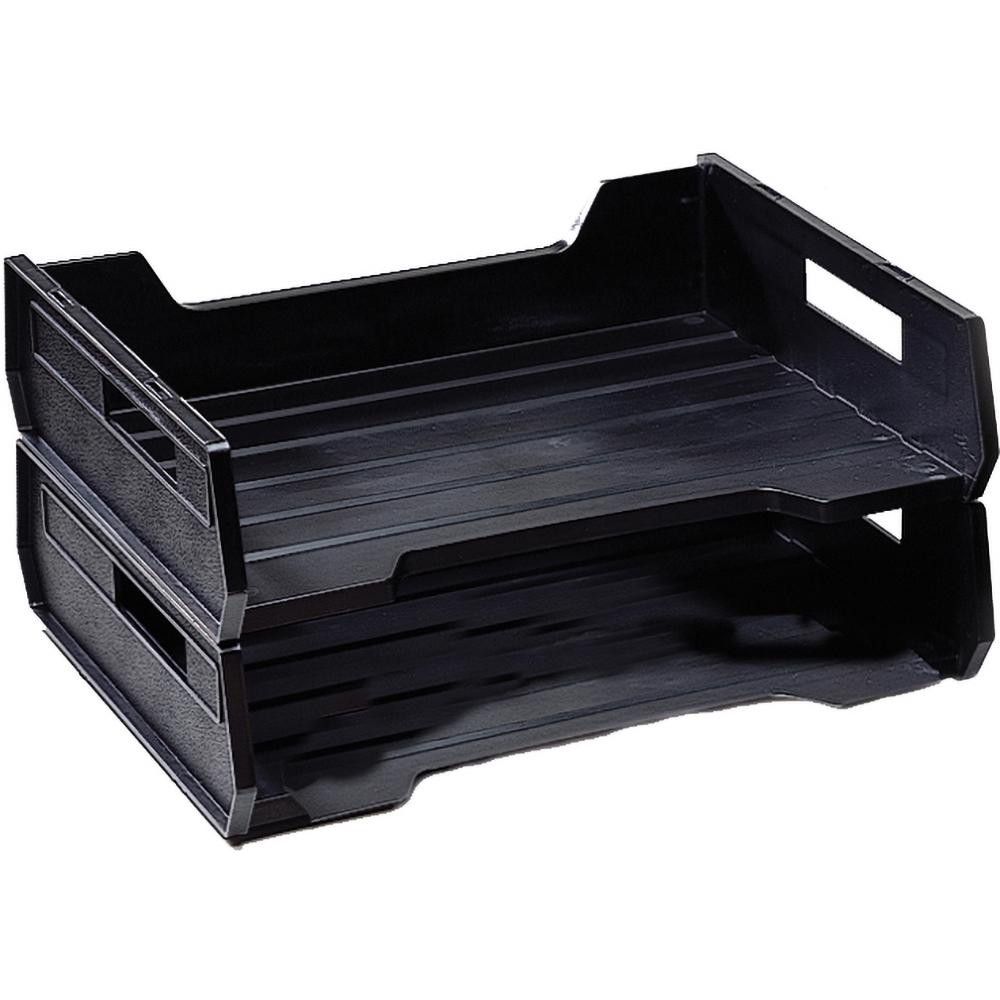 LTR BLK SIDE LOAD 2/PK PLASTIC DESK TRAY
