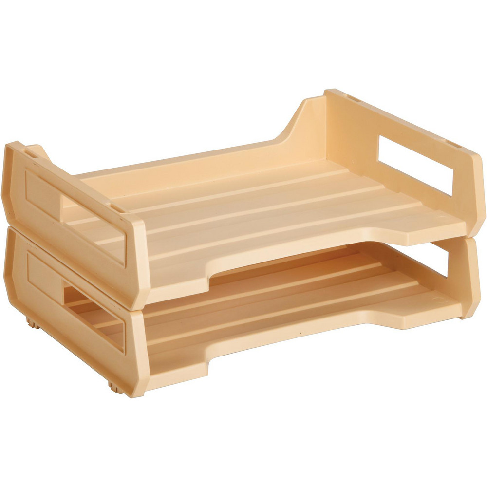 LTR BEIGE SIDE  2/PK PLASTIC DESK TRAY