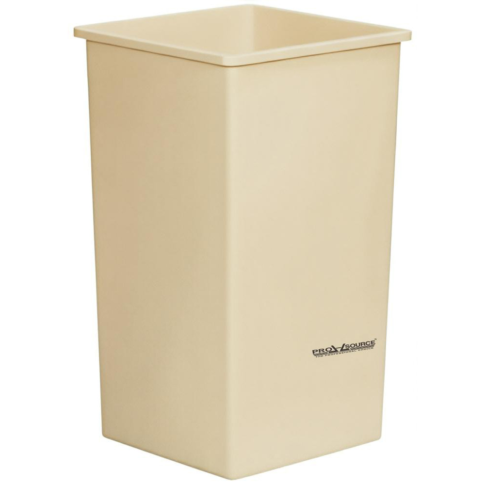 Trash Can: 41 qt, Rectangle, Beige - Polyethylene