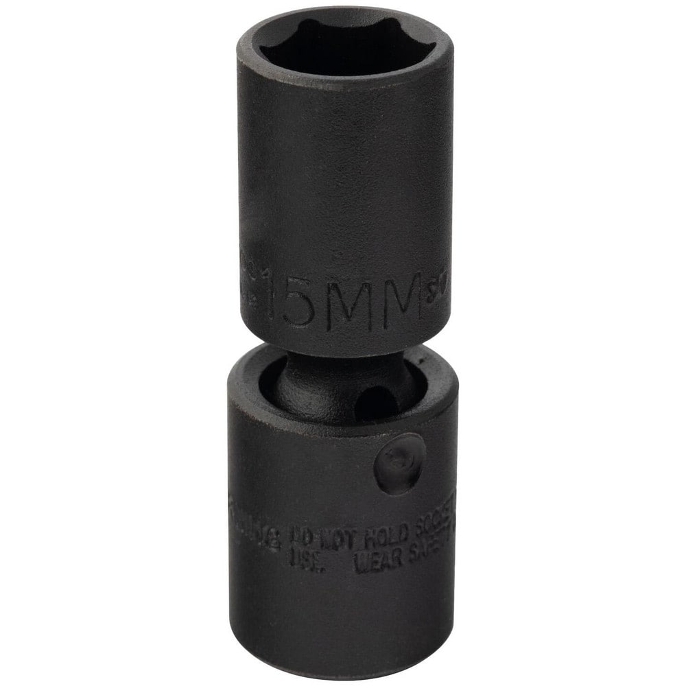 Impact Socket: 3/8" Drive, 15mm Socket, Hex Drive
