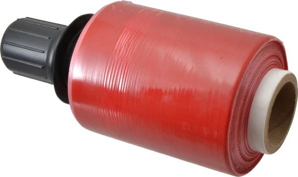 Pack of (4) Rolls 5" x 1,000' 80 Gauge Red Bundling Stretch Film with Dispenser