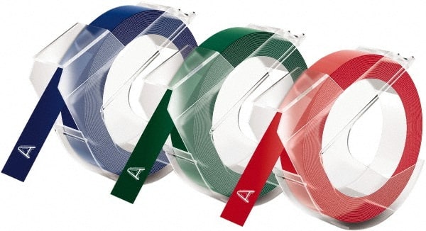 Green and Blue Red DYMO Embossing Tape 3/8-Inch 