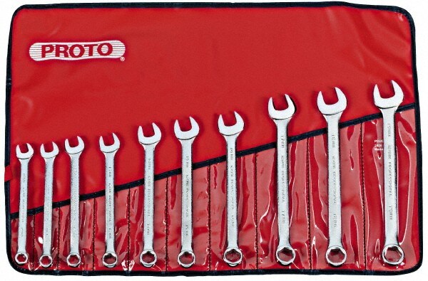 Combination Wrench Set: 10 Pc, Metric