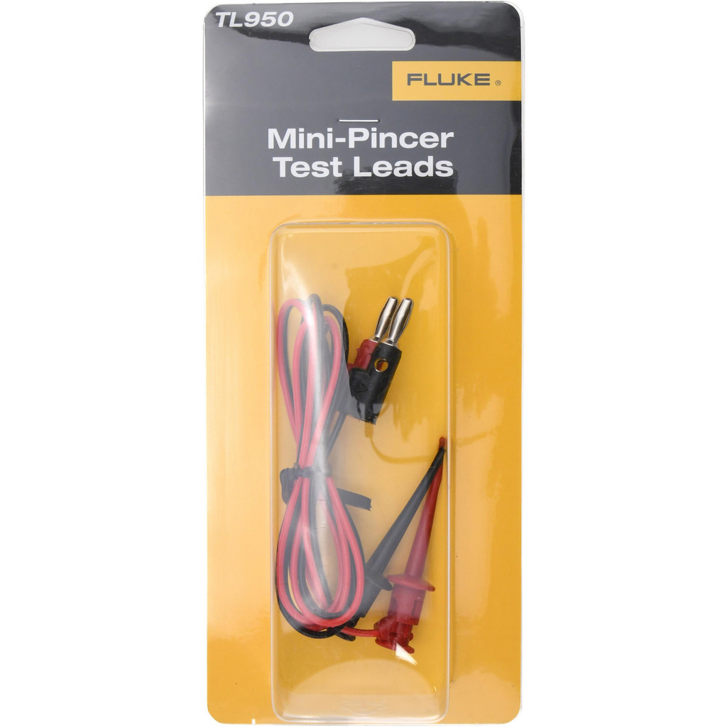 Mini Pincer Test Leads, Stackable 4mm Banana Plug to Mini Pincers, 3 ft., PVC, Black, Red