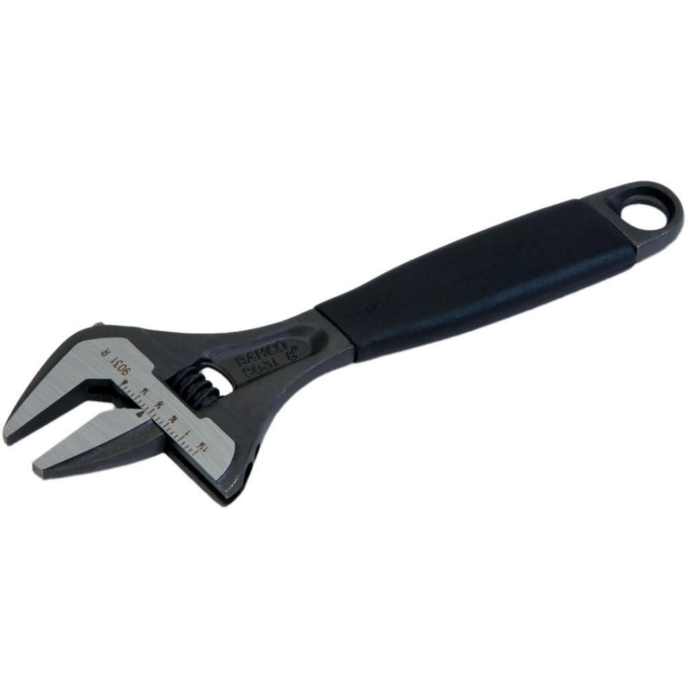 Adjustable Wrenches; Overall Length (Inch): 8 ; Finish: Black ; Handle Type: Cushioned Grip ; Material: Alloy Steel ; Measuring Scale: Yes ; Jaw Capacity (Inch): 1-1/2