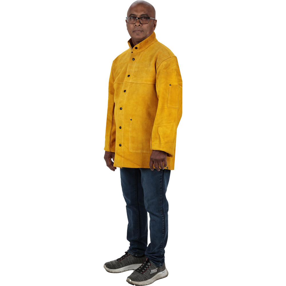 Jacket: Non-Hazardous Protection, Size Large, Leather - Gold, Snaps Closure, 42 to 44" Chest, 2 Pocket
