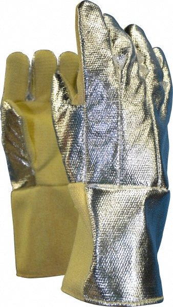 Welding Gloves: STEEL GRIP Size Universal, Kevlar, Pair, for General Welding - Silver & Tan, 14" OAL