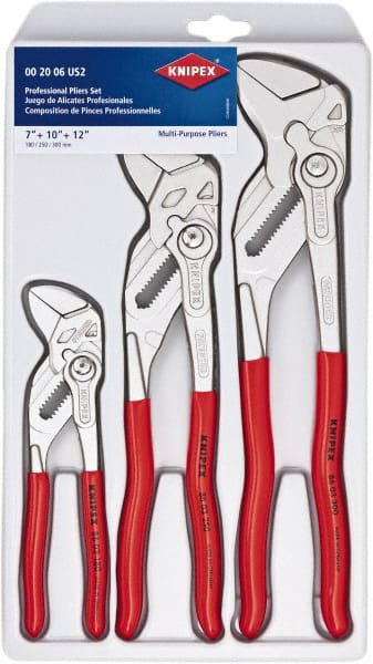 Knipex 00 20 06 US2 Plier Set: 3 Pc, Pipe Wrench & Water Pump Pliers 