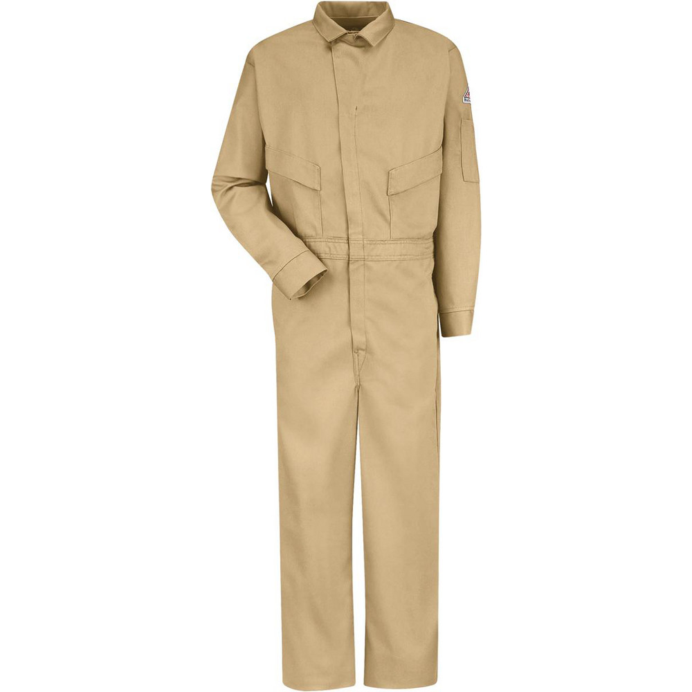 Coveralls: Size 54 Regular, Cotton & Nylon - Khaki, Zipper Closure, 7 Pocket
