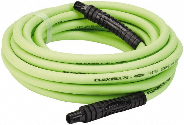 Multipurpose Air Hose: 1/4" ID, 25' - 300 Working psi, 140 &deg; F, Green, Hybrid Polymer, MNPT x MNPT, 1/4"