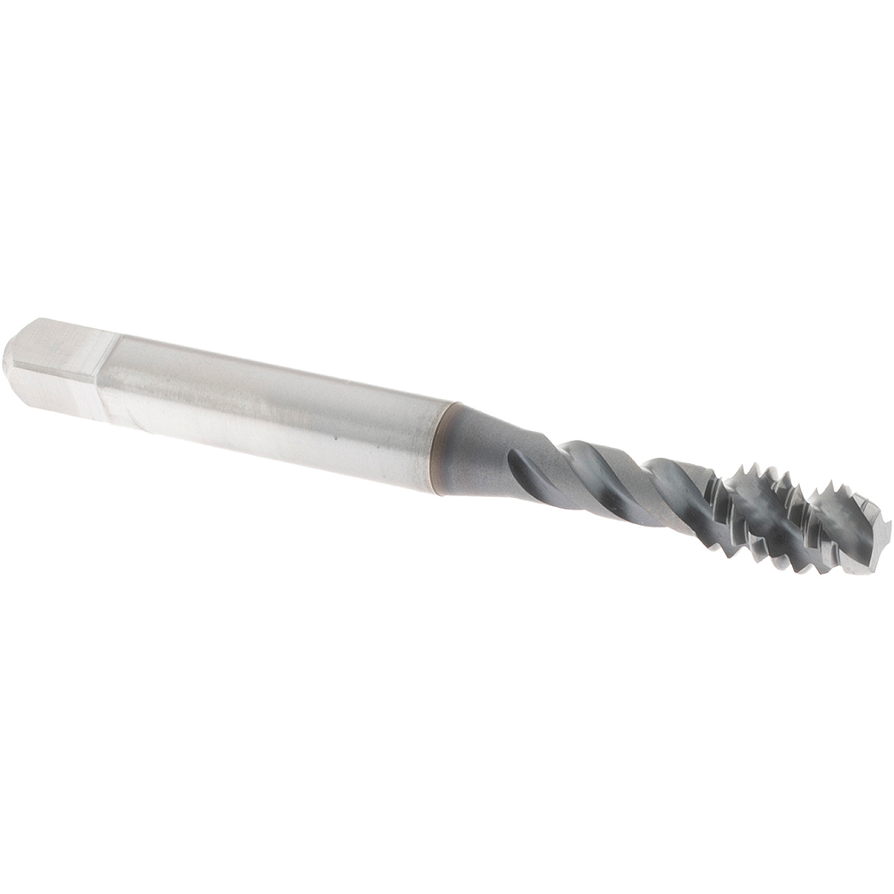 Spiral Flute Tap: 1/4-20 UNC, 3 Flutes, Modified Bottoming, Vanadium High Speed Steel, TICN Coated