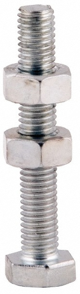 Gibraltar 1/2-13 & M12 Carbon Steel Hex Head Tip Clamp Spindle Assembly - 112.3mm Thread Length, 4-1/2" OAL, Flat Tip Cap, Use w/ Toggle Clamps