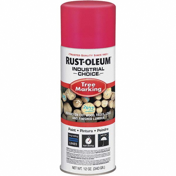 Rust-Oleum | Industrial Choice™ Industrial Choice T1600 Tree Marking Spray Paint, Fluorescent Pink, 12 oz - 300' Coverage, Modified Alkyd Formula