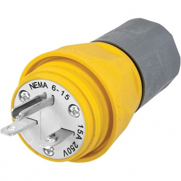 Hubbell Wiring Device-Kellems HBL14W49 Straight Blade Plug: Industrial, 6-15P, 250VAC, Yellow Image