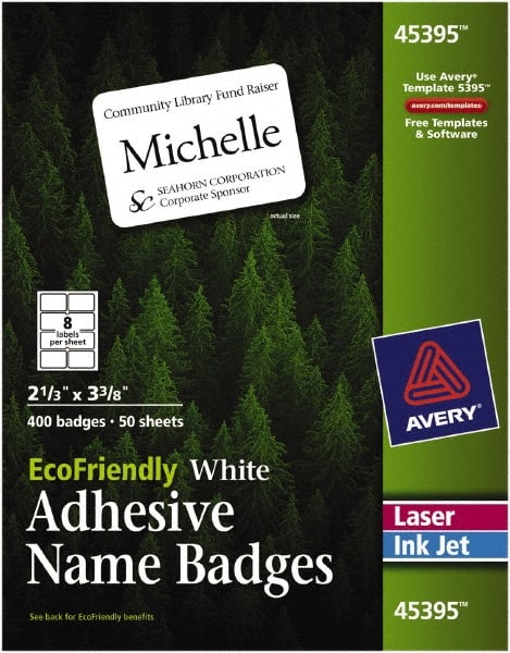 Label Maker Label: White, Paper, 3-3/8" OAL, 50 per Roll