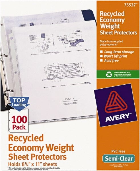 AVERY 75537 100 Pc Sheet Protector-Ring Binder: Clear 