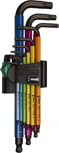 WERA Hex Key Set: Metric, Long, 9 Pieces, 10 mm/1.5 mm/2.5 mm/2 mm/3 mm/4  mm/5 mm/6 mm/8 mm Tip Size