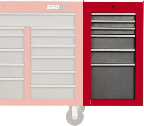 PROTO J551934-6SG-SC Side Cabinet: 6 Drawer, Red & Gray, Steel 