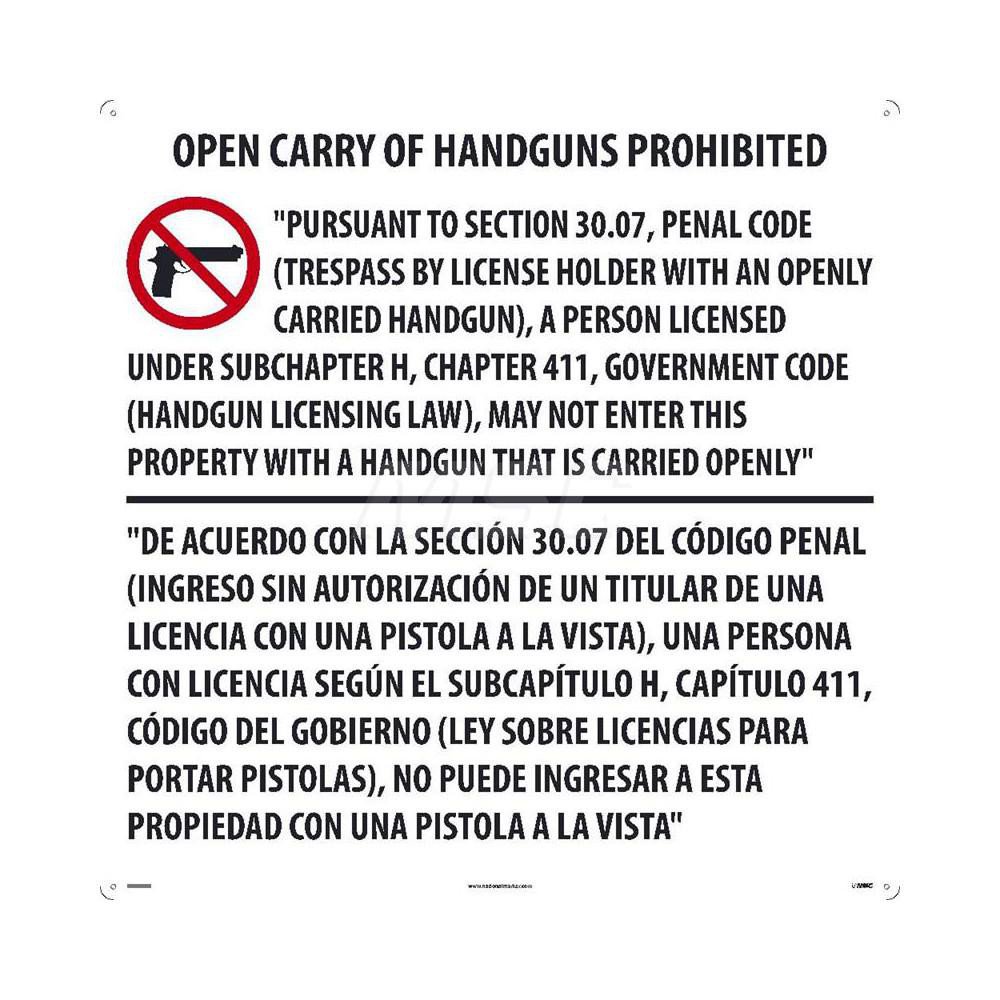 AccuformNMC Accident Prevention Sign Square, WARNING, " OPEN CARRY