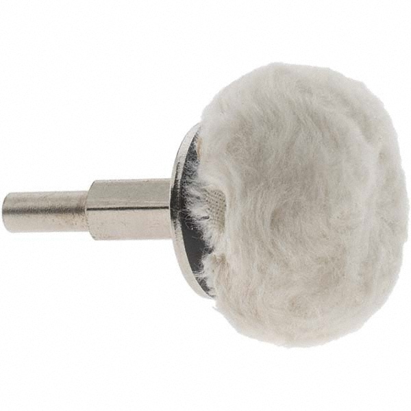 Value Collection 520911038 Mounted Polishing Bob: Round End Shape, 1-1/2" Max Dia, 1/4" Shank Dia, Cotton Muslin Image