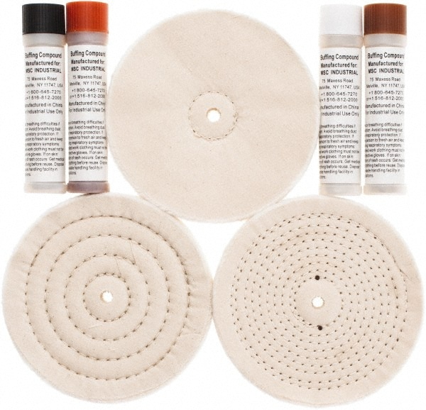 Value Collection 777480206 6" Diam Loose Sewn, Cushion Sewn Buffing Wheel Set Image