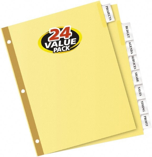 11 x 8 1/2" 1 to 8" Label, 8 Tabs, 3-Hole Punched, Customizable Tab Dividers