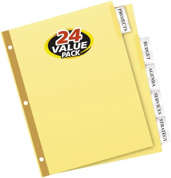 11 x 8 1/2" 1 to 5" Label, 5 Tabs, 3-Hole Punched, Customizable Tab Dividers