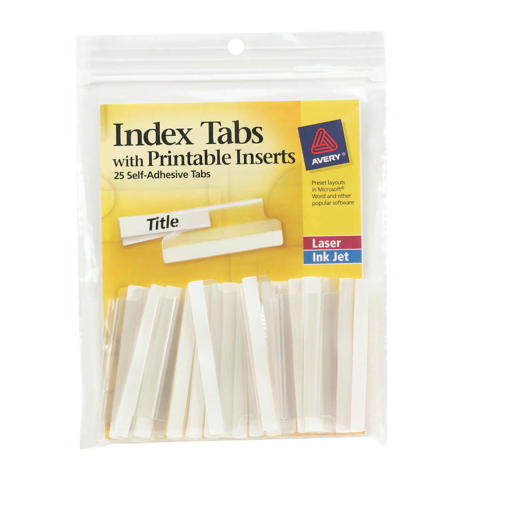 AVERY - 2 x 1/3" 25 Tabs, Unpunched, Printable Hanging File Folder Tabs ...