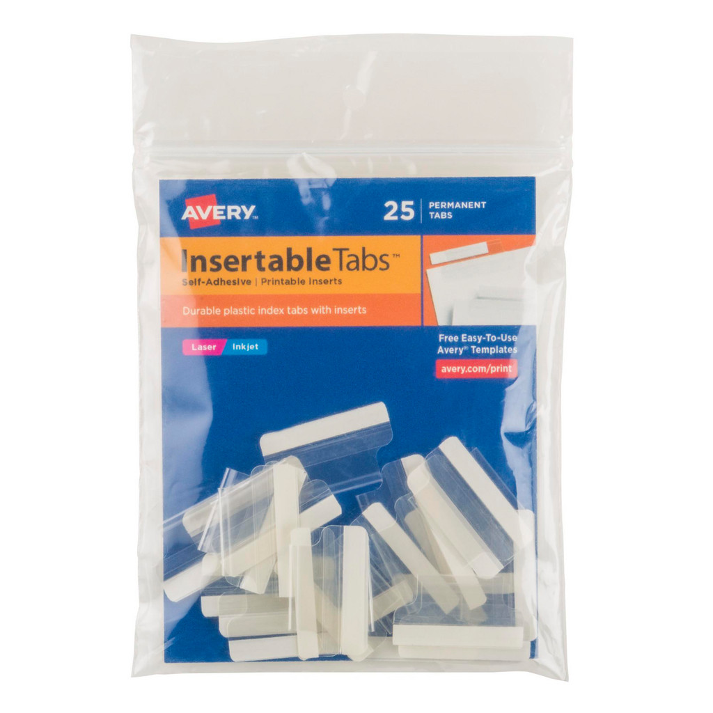 AVERY - 1 x 1/3" 25 Tabs, Unpunched, Printable Hanging File Folder Tabs ...
