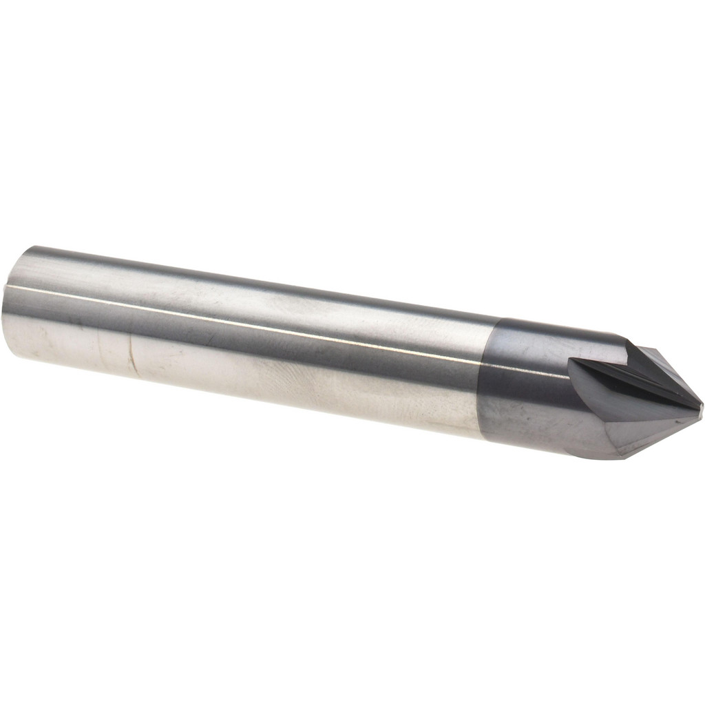 Harvey Tool Chamfer Mill: 1/2" Dia, 80 deg, 4 Flute, 1/2" Shank Dia, Solid Carbide, Single End - 3" OAL, AlTiN Coated | Part #18340-C3