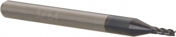 Accupro 12177065 Square End Mill: 3/64 Dia, 9/64 LOC, 1/8 Shank Dia, 1-1/2 OAL, 4 Flutes, Solid Carbide Image