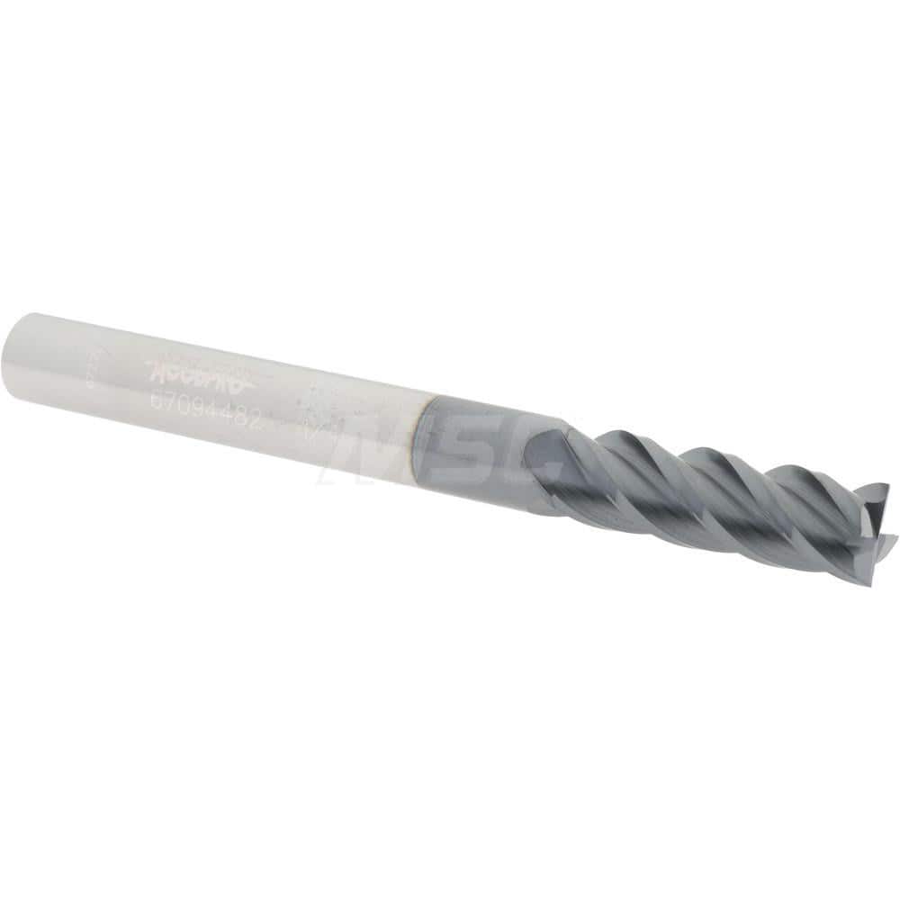 Accupro 12177079 Square End Mill: 1/4 Dia, 3/4 LOC, 1/4 Shank Dia, 2-1/2 OAL, 4 Flutes, Solid Carbide 