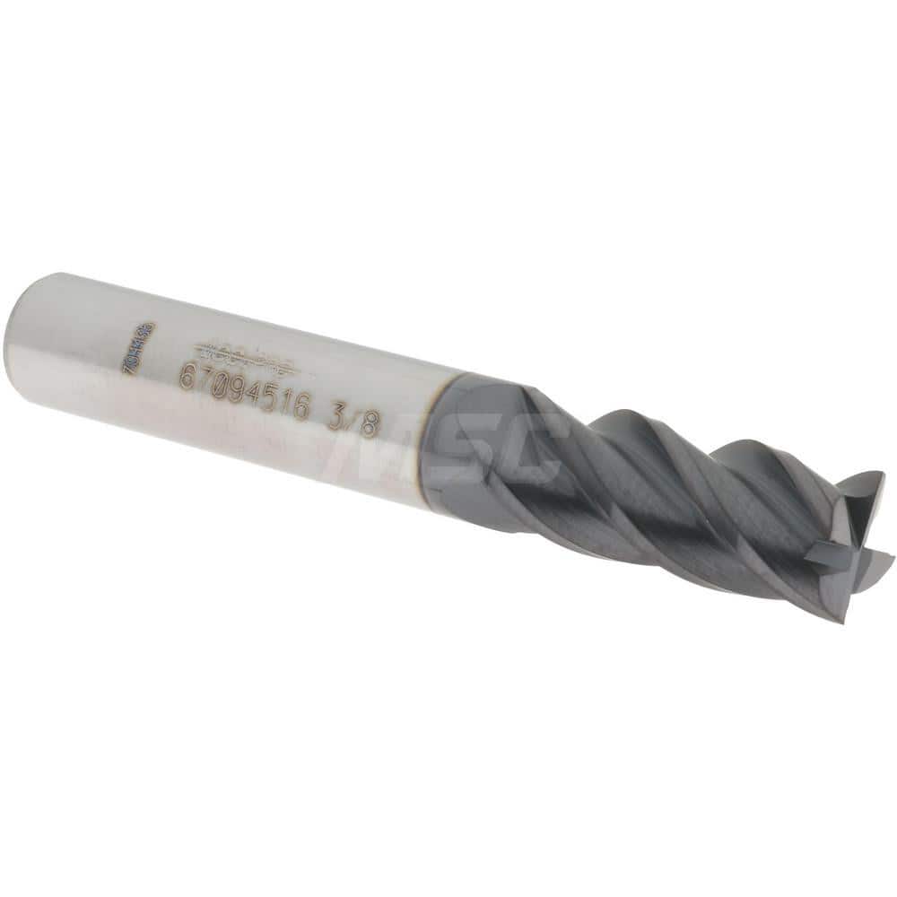 Accupro 12177085 Square End Mill: 3/8 Dia, 7/8 LOC, 3/8 Shank Dia, 2-1/2 OAL, 4 Flutes, Solid Carbide 