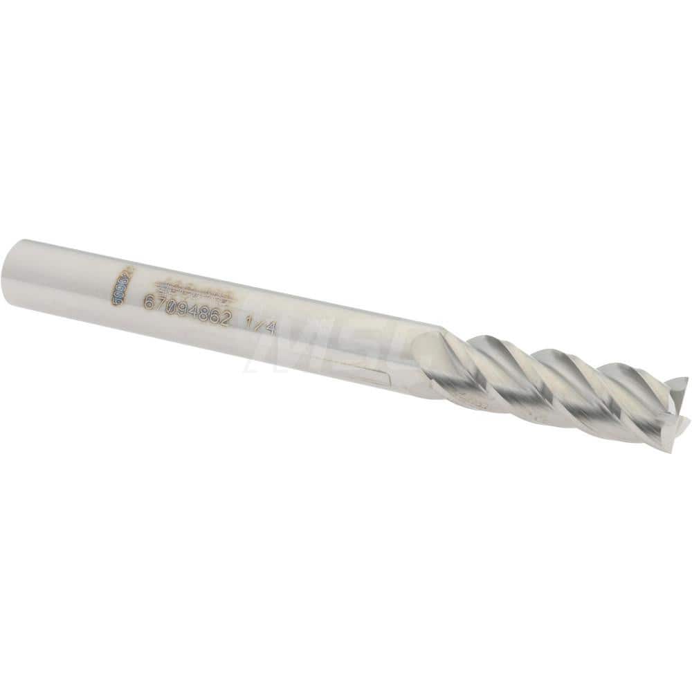 Accupro 12177078 Square End Mill: 1/4 Dia, 3/4 LOC, 1/4 Shank Dia, 2-1/2 OAL, 4 Flutes, Solid Carbide 