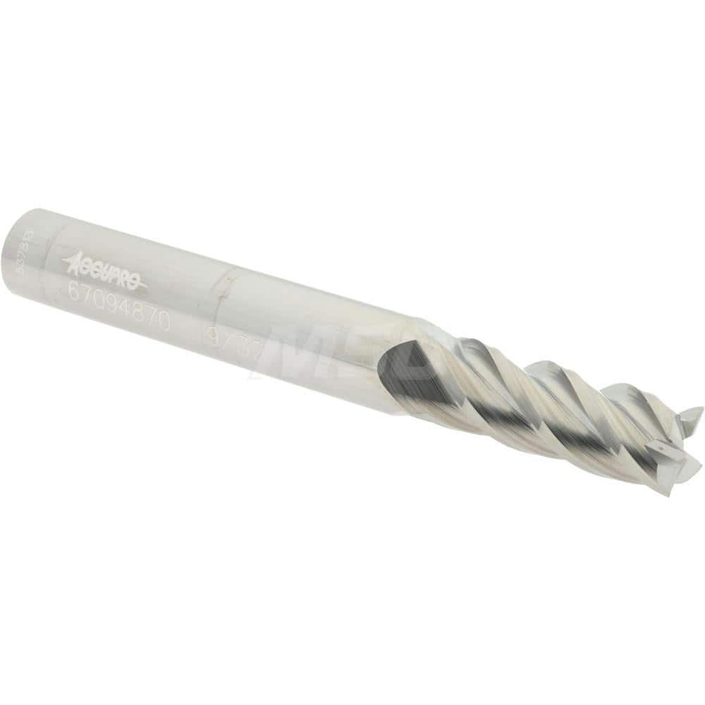 Accupro 12177080 Square End Mill: 9/32 Dia, 3/4 LOC, 5/16 Shank Dia, 2-1/2 OAL, 4 Flutes, Solid Carbide 