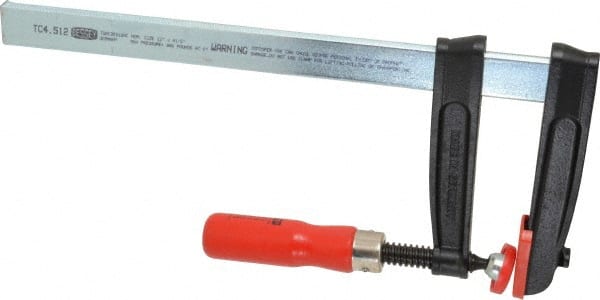 Bessey TC4.512 Steel Bar Clamp: 12" Capacity, 4-1/2" Throat Depth, 950 lb Clamp Pressure, 16" OAL 