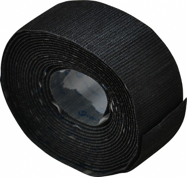 2" x 5 Yd Adhesive Backed Hook Roll - Continuous Roll, Black