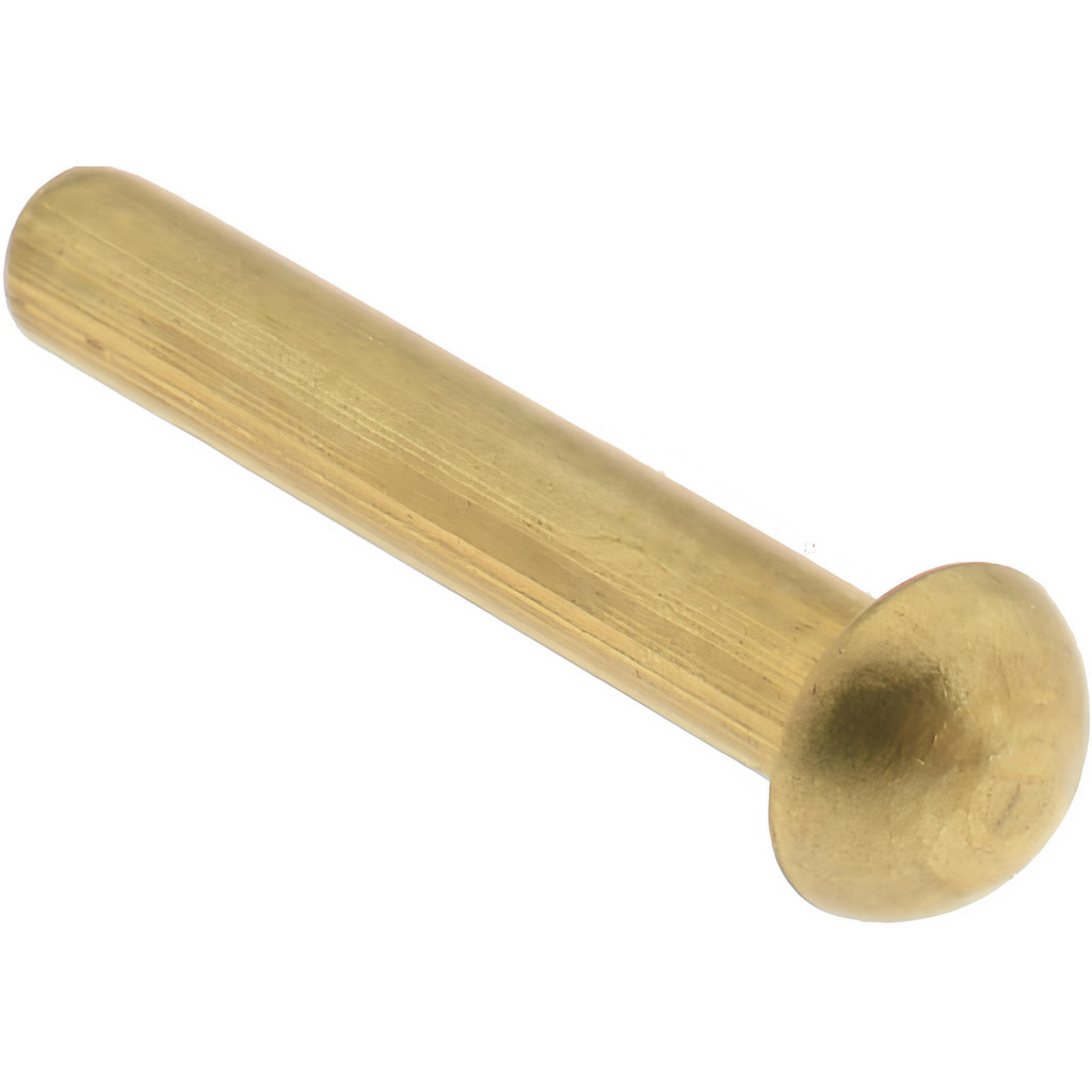 Round Brass Solid Rivets – 1 Lb Box, 3/16 Body Diameter, 3/8 Length Under Head – Made In USA