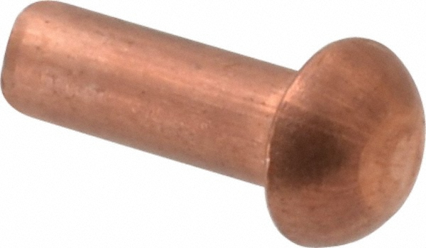 Made in USA 9E0824 1/8" Body Diam, Round Copper Solid Rivet Image