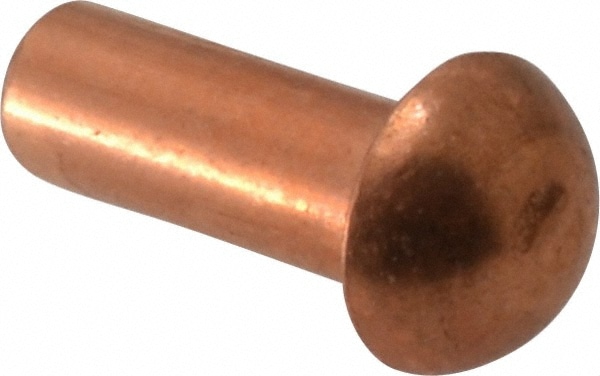 MSC 1/4 inch Body Diam, Round Copper Solid Rivet