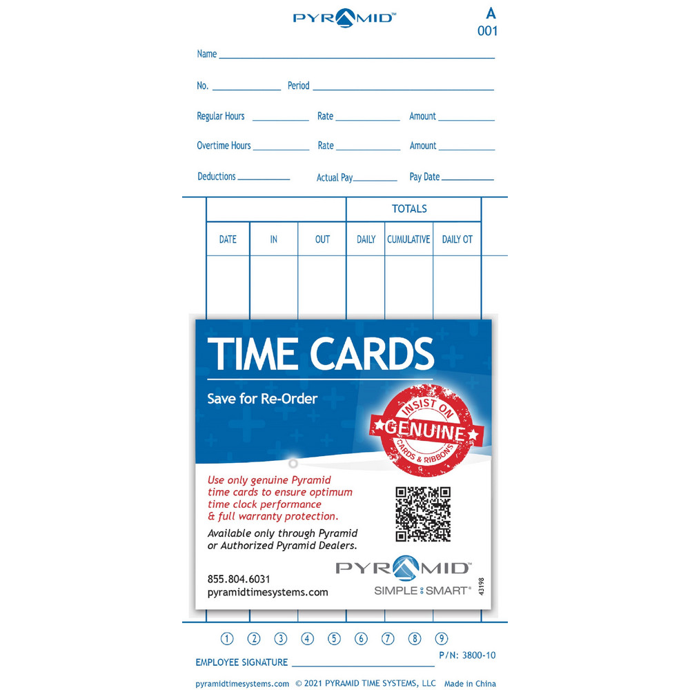 Pyramid Pyramid Time Cards, 100/Pack 67156067 MSC Industrial Supply
