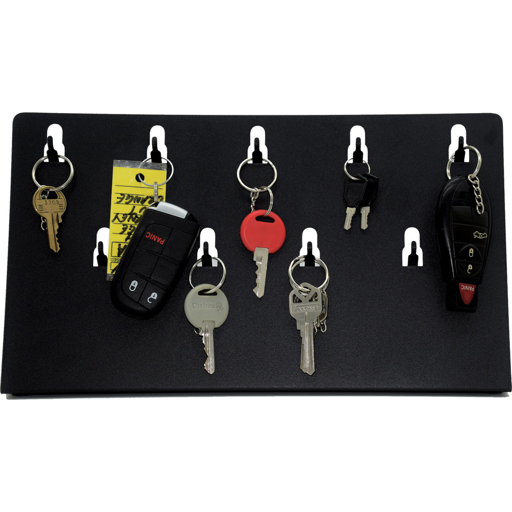 Pyramid Industrial Key Rack, Powder Coated Steel, 9 Hooks, Black