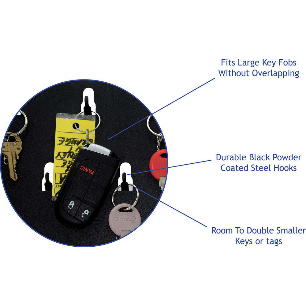 Pyramid Industrial Key Rack, Powder Coated Steel, 9 Hooks, Black