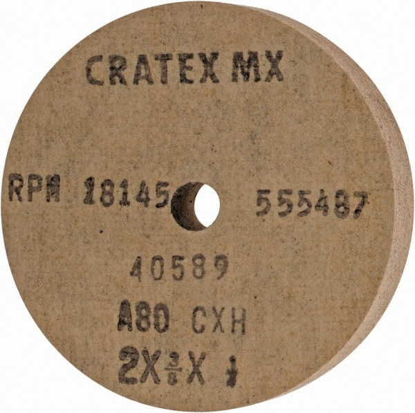 Surface Grinding Wheel: 2" Dia, 3/8" Thick, 1/4" Hole, 80 Grit