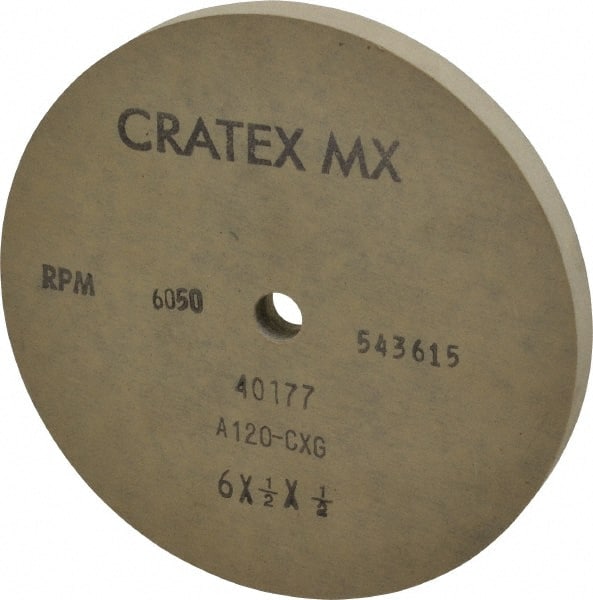 Cratex 40177 Surface Grinding Wheel: 6" Dia, 1/2" Thick, 1/2" Hole, 120 Grit 