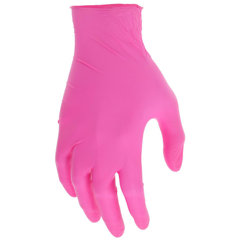 Disposable/Single Use Gloves; Primary Material: Nitrile ; Thickness (mil): 3.5000mil ; Grip Surface: Textured Palm & Fingers ; Grade: Food ; Glove Size: Medium ; Color: Pink