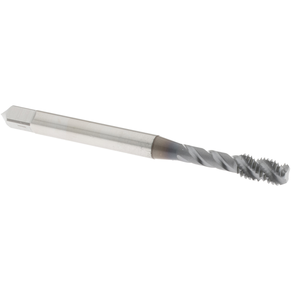 Spiral Flute Tap: #10-32 UNF, 3 Flutes, Bottoming, 2B Class of Fit, Vanadium High Speed Steel, TICN Coated
