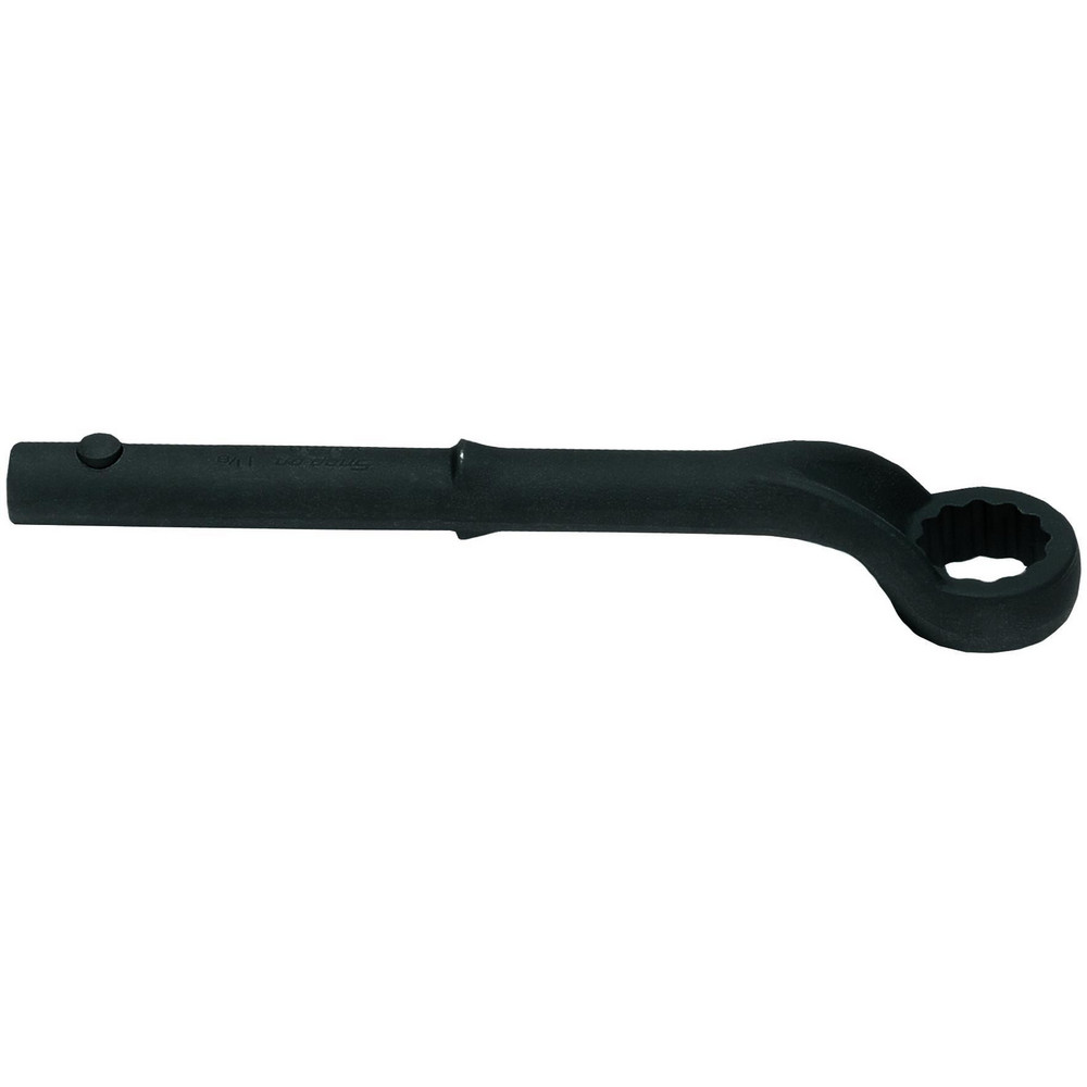 Offset Tubular Box End Wrench: 1-1/4", 12 Point, Single End - 9-7/32" OAL, 15 deg Head Angle, Steel, Black Oxide Finish