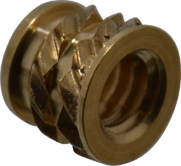 #2-56, 0.118" Small to 0.123" Large End Hole Diam, Brass Single Vane Tapered Hole Threaded Insert